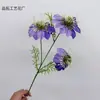 3 tenedores 3 cabezas simulación Nigella Damascena Crisantemo Persa Flor de Seda Ceremonia de Boda Salón de Bodas Camino Florero Decoración Flor Falsa Material de Flor Artificial