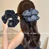 Azul Marino Retro Flor de Paisley Textura Encaje Lazo para el Cabello Bufanda Cuadrada Accesorio para Cola de Caballo Versátil Estilo Nuevo