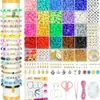 Peças Coloridas de Argila de Polímero Mais Vendidas na Amazon, Miçangas de Milho, Miçangas com Letras, Miçangas Soltas, Miçangas Espaçadoras, Cordão Elástico, Argola D para Diário