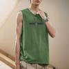 Puro algodão colete masculino verão exterior vestir fitness esportes colete carta impressão ombro largo mangas camiseta basquete obstáculo