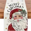 Navidad Santa Claus Americano Muñeco de Nieve Camino de Mesa Mantel de Lino Estampado Camino de Mesa Decoración Navideña Tela para Camino de Mesa Bandera de Mesa de Café