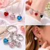 Colgante colorido en forma de corazón con incrustaciones de diamantes, accesorios de joyería hechos a mano para bricolaje, pendientes, llaveros, pequeños colgantes de aleación electrochapada