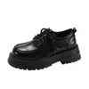 Mocasines de cuero negros de moda, nueva colección primavera/otoño 2026, estilo retro británico, para mujer, de suela gruesa, que aumentan la altura, planos estilo JK japonés