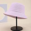 Chapéu de Caminhada ao Ar Livre com Listras e Blocos de Cor em Estilo Coreano para Mulheres, Chapéu de Pescador para Primavera e Verão, Chapéu Bucket Versátil Japonês, Chapéu para Sombra e Proteção Solar
