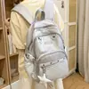 Bolsa de Ombro Dupla Estilo Coreano para Mulheres, Grande Capacidade, Alto Valor Estético, Mochila Versátil para Estudantes, Mochila Casual Simples com Estrelas