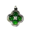 Collar de Jadeíta Birmana Natural Grado A Trébol de Cuatro Hojas Colgante para Mujer Colgante Totalmente Verde Diversidad de Estilo Chino Único 9119