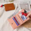 Pingente de Cereja~Estilo Miu Carteira Xiaohongshu Versão Coreana Carteira Feminina com Múltiplos Porta-Cartões e Grande Capacidade em Estoque Carteira