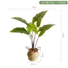 Plantas Artificiais Estilo Nórdico em Estoque para Atacado, Planta Artificial de Taro Torto, Plantas Verdes Falsas para Paisagismo, Plantas em Vasos para Decoração de Piso Interno para Sala de Estar