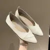 Zapatos planos, cómodos y casuales sin cordones, una nueva tendencia de moda para la primavera y el verano de 2026, con punta fina y una abertura poco profunda.