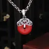 Pingente de Fivela Nanhong Ping An Prata S999 Feminino Retro Elegante Prata Tailandesa Estilo Chinês Pingente de Colar Clássico Presente
