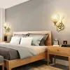 Lámpara de Pared LED Ultra Brillante Dormitorio Sala de Estar Mesita de Noche Simple Creativa Escalera Estudio Plateada con Interruptor Pasillo Luz Tela