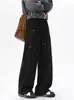 Pantalones deportivos plisados bordados blanco gris para hombre, otoño, estilo americano, caída, pantalones de fitness, marca de moda, pantalones casuales de pierna recta