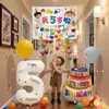 Decoración de Escena de Cumpleaños Lluvia de Globos para Cumpleaños Infantil Niño de 3 Años 2 Años Atmósfera de Ceremonia Tela Colgante para Niña Pequeña