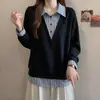 Moletom de gola alta listrado plus size para mulheres, nova coleção de outono 2026, plus size, corte que valoriza o corpo e fica ótimo