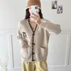 2025 Nuevo Estilo Perezoso Holgado de Punto Estilo Coreano Cárdigan Chaqueta para Mujer Suéter Exterior Bordado Look Adelgazante Top