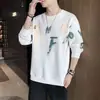 Camiseta de manga larga para hombre, suéter con letras de moda de primavera y otoño, camisa holgada de cuello redondo para hombre, camiseta de estudiante, ropa de otoño