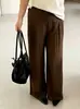 Pantalones de pierna ancha, fluidos, hasta el suelo, de cintura alta, para mujer talla grande, colección otoño 2026, holgados y casuales, diseñados para cubrir las caderas, estilo de pierna recta