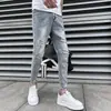 Jeans para Hombre Verano Moda Marca Estilo Coreano Ajustados Moda Simple Verano Delgados Rasgados Pantalones de Pierna Verano