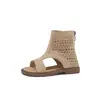 Sandalias Romanas Estilo Vacaciones para Niños 2026 Verano Nuevas de Caña Alta con Punta Abierta para Exteriores Sandalias Elegantes para Niñas Zapatos de Playa