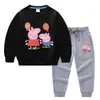 Conjunto de Dos Piezas para Niños Estilo Coreano con Globos, Suéter y Pantalones, Traje de Algodón con Mangas Largas de Cerdito, Primavera y Otoño 2023
