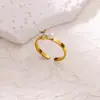 Anillo Cuadrado de Zirconio de Acero de Titanio Colorido Estilo Ins Europeo y Americano para Mujer, Ajustable, Elegante, Simple, Abierto