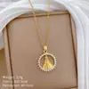 [Aço Titânio] Colar redondo estilo europeu e americano para retrato, apresentando um design luxuoso e elegante com adornos de diamantes completos, uma corrente versátil para clavícula para mulheres, feito de aço titânio