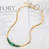 Collar de Esmeraldas de Alta Gama para Mujer, Nuevo y Moderno 2026 Estilo Europeo y Americano, Diseño de Nicho de Lujo Ligero, Elegante y Único con Cadena Tachonada de Diamantes