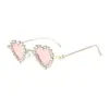 Gafas de sol Hip-Hop Resistentes con Forma de Corazón y Pedrería para Hombre, Moda Metálica Personalidad Tendencia Marco Pequeño Gafas de Sol Nicho para Mujer