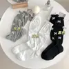 Meias Antiderrapantes de Tricô Estilo Ballet Meia-Calça Laço Coreano Dongdaemun Primavera/Verão 2026 Meias Longas Simples