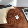 Chapéu de Tricô Grosso Novo Estilo Ins para Mulheres para Outono e Inverno, Versátil para Cabeças Grandes, Chapéu de Tricô Verde Tendência Que Faz o Rosto Parecer Menor