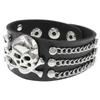 Pulseira Punk Caveira de Couro PU Ecológico Transfronteiriça Estilo Europeu e Americano, Pulseira Personalizada da Moda com Rebites, Pulseira para Noite em Clubes de Rock