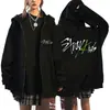 Suéter con capucha estampado Harajuku de Stray Kids, suéter holgado con cremallera, venta al por mayor