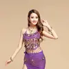 Disfraces de Danza del Vientre para Adultos Escenario Danza Folclórica Danza de Xinjiang Danza India Disfraces de Tops de Sujetador de Chile con Lentejuelas