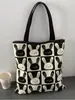 Bolsa de Lona Feminina Bolsa de Mão 2025 Novo Desenho Animado Coelho Pintado à Mão Grande Capacidade Bolsa Andy Loja de Fábrica
