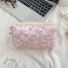 31291 Bolsa de Maquiagem de Mão Acolchoada Fresca para Menina Grande Capacidade Fofa Armazenamento Estojo com Zíper para Estudante Estojo de Lápis