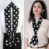 Lenço longo com estampa de bolinhas e letras, acessório de camisa para o dia a dia feminino, cetim, simples e elegante, lenço pequeno