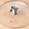 Alça de Tampa de Panela de Grau Alimentício Cuidadosamente Selecionada, Tampa Doméstica, Vidro Temperado, Resistente a Altas Temperaturas, Aço Inoxidável, Modelo Universal, Tampa de Cozimento Transparente