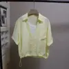 [Bizheng] Conjunto Casual de Moda Duas Peças Estilo Coreano Novo Primavera/Verão 2026 Colete + Camisa de Manga Curta com Cordão para Mulheres 6011