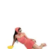 2026 Nuevo Conjunto de Cuatro Piezas de Alta Gama con Estampado de Cuadros, Camisola para Mujer de Corte Delgado, Sexy Traje de Baño Bikini, Pañuelo para la Cabeza, Estilo Falda