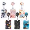 Padrão Mármore Pintura a Óleo Céu Estrelado Estampa Colorida Retrátil Puxa Fácil Porta Celular Id Lanyard Porta Cartão