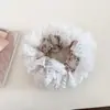 Anillo para el pelo de gran tamaño con borde de encaje floral romántico vintage, cuerda para el pelo de cola de caballo baja esponjosa de doble capa de alta calidad, accesorios para el pelo de bola
