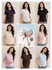 Top Básico de Color Sólido con Cuello Redondo para Mujer, Estilo Casual Diario, Manga Corta, Nuevo Estilo Primavera/Verano 2026, Talla Pequeña