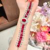 Alice Granada Rubí Collar Joyería Chapado en Oro 18K Pordo Rojo Circonita Flor Pulsera Conjunto