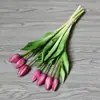 Tulipán Artificial Decoración para el Hogar Sala de Estar Adornos Arreglo de Flores Artificiales Ramo de Capullos de Tulipán Artificiales de Goma Blanda