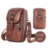Nova Bolsa para Celular de Couro de Vaca de Primeira Camada para Homens, Estojo para Celular de Cinto, Bolsa Transversal Multifuncional, Pequena Bolsa Suspensa Impermeável de Couro Genuíno