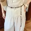 Corda Longa Fina de Cintura Retro de Alta Qualidade Bordada à Mão para Mulheres, para Decorar Calças e Vestidos, Corrente de Cintura, Cinto Cor de Café