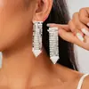 Brincos de Franja com Lantejoulas de Zircônia Banhados a Ouro Real 18K Estilo Europeu e Americano, Modernos e Elegantes, Luxo Leve, Brincos de Alta Qualidade para Mulheres