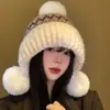 Gorro de Punto Retro Otoño e Invierno Estilo Fair Isle Para Adelgazar la Cara Cubre Cabeza Gorro Engrosado Cálido Protección para Orejas Gorro de Lana para Mujer