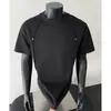 Camiseta de Hombre Morada de Alta Gama de Manga Corta, Tendencia de Verano Estilo Americano Top Desestructurado con Remaches de Lujo