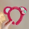 Faixa de cabeça de pelúcia fofa de desenho animado para lavar o rosto de mulheres, acessório de cabelo para outono e inverno, faixa de cabeça de coroa alta, antiderrapante, grampo de cabelo que não cai